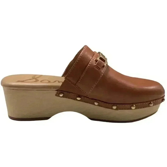 Sam Edelman Mule Clogs Shoes Women 7.5 38 Brown Kaye Vegan Leather Studs NEW - Picture 4 of 9